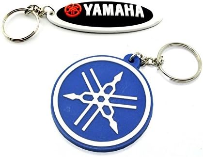 2 Rubber Yamaha Motorcycle Keychain Key Ring #1.