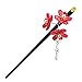 FINGER LOVE Acrylic Geisha Hair Stick with Red Acrylic Cherry Blossom Cluster and Tassel (Red)