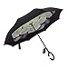 WASING Double Layer Inverted Umbrella Cars Reverse Umbrella, Windproof UV Protection Big Straight Umbrella for Car Rain Outdoor with C-Shaped Handle