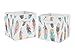 Turquoise and Coral Boho Feather Foldable Fabric Storage Cube Bins Boxes Organizer Toys Kids Baby Childrens for Collection by Sweet Jojo Designs - Set of 2