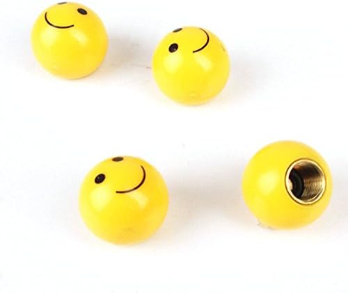 MM-Sports-USA Bicycle [Qty: 1] Set of 4 Yellow Smiley Face Shaped Tire Valve Stems