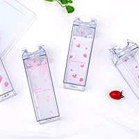 yuanhaourty Portable Water Bottle Milk Storage Sakura-Print Strawberry-Print Sports Drinking Clear Cup for Home School Office Sports