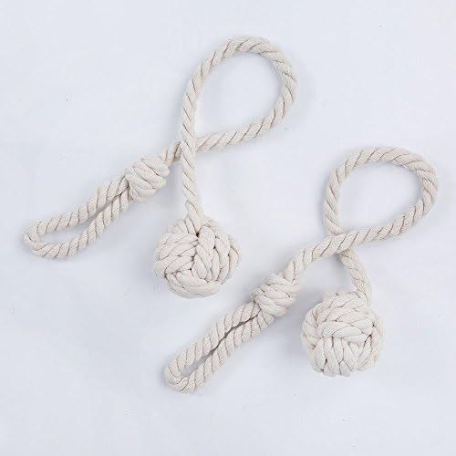 DUOJIA Window Curtains Rope Knitting Window Curtain Tiebacks, 2-Pack Cotton Rope Holdbacks for blackout Curtains and Draperies (Beige)