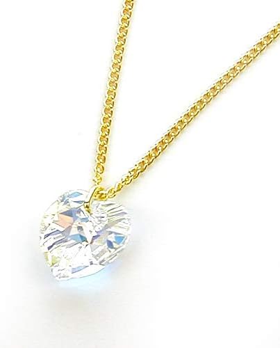 Amazon スワロフスキー ハート ペンダント ミニ ネックレス レディース ゴールドオーロラ ネックレス 通販
