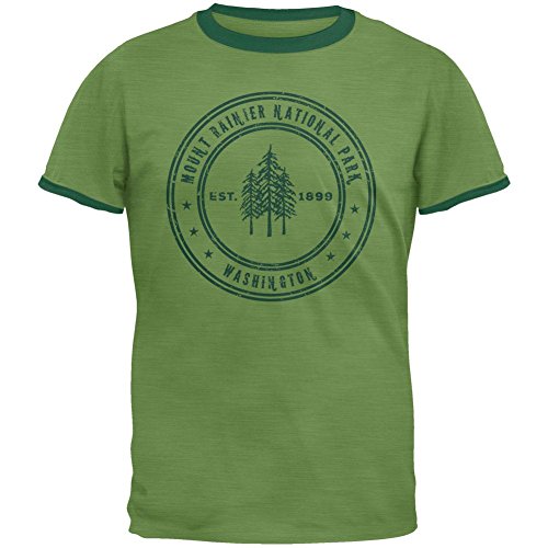 Mount Rainier National Park Vintage Heather Green Men’s Ringer T-Shirt
