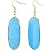 SUNYIK Women's Blue Howlite Turquoise Oval Dangle Earrings Gold Plated