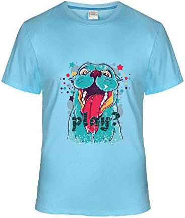 Ta Dey Do you want to play with me dog Tee Shirts for Men M skyBlue
