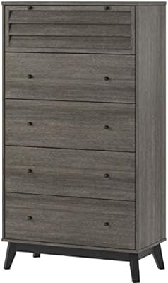 Amazon Com Ameriwood Home Vaughn 5 Drawer Dresser Gray Oak