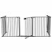 Teekland Baby Gate Fireplace Safety Fence with Doors, Pet Dog Gate/Baby Play Yard/Play Pen Extended Gate with 5 Panels for Stairs Kitchen Dining Room Black