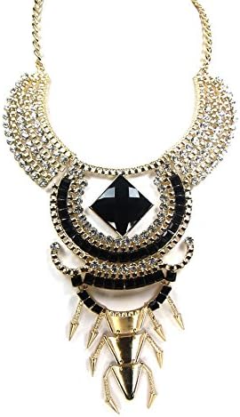 Madison Kate Crystal Rhinestones Resin Gold Tone Native Plate Statement Necklace