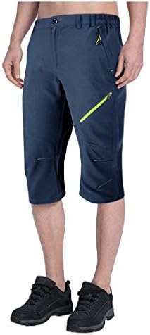 Men's 3/4 Capri Pants Quick Dry Below Knee Hiking Workout Gym Shorts with 4 Zipper Pockets