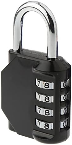 Combination Lock - Padlock, 4 Digit Code, Anti Rust and Weather Proof, For Doors, Luggage, Cabinets, Boxes, Filing Cabinets, Toolbox - Black