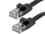 Monoprice Cat5e Ethernet Patch Cable - Network Internet Cord - RJ45, Flat,Stranded, 350Mhz, UTP, Pure Bare Copper Wire, 30AWG, 0.5ft, Black