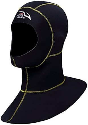 Diving Hood,Wetsuits Men Women Neoprene Premium Cold Water 3mm Neoprene Hood Cap,Snorkeling Hood,Scuba Diving Hood,Surfing Hat Hood,Scuba bib Hood(Yellow Line, L)