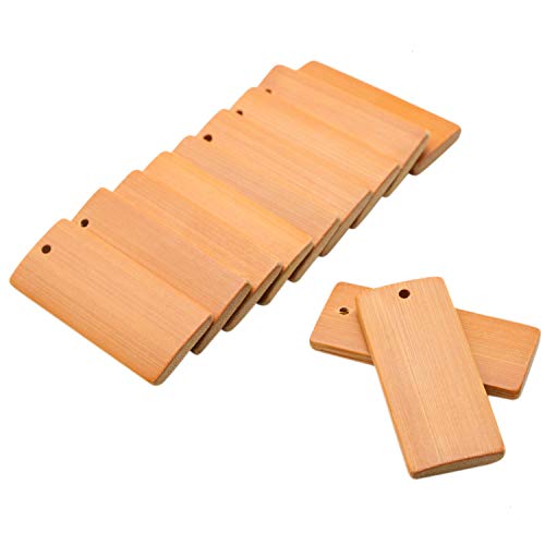 JETEHO 50 Pieces Blank Wooden Key Chain Blank Wooden Key Chain for Present Party Bags, Wine Bottles, Arts & Crafts, Home Decoration - Thumbnail 2