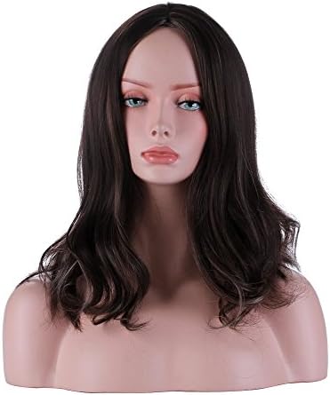 DAOTS Charming Wigs for Women Heat Resistant Synthetic Mixed Color Wavy Wig(Blonde and Brown) (17", Gold Brown)