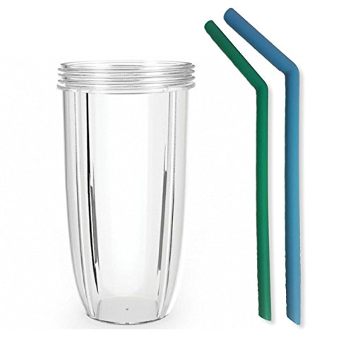 Nutribullet Cups Replacement. Extra Large 32oz Cup with Silicone Smoothie Straws!! Best Nutribullet Smoothie Upgrade. BPA Free by NutriCup
