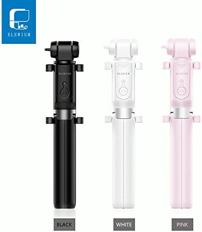 ELEWIUM Bluetooth Handheld Tripod 3 in 1 Foldable Extendable Selfie Stick with Built-in Bluetooth Remote Shutter iPhone &amp; Android Compatible Bluetooth Aluminum Wireless Selfie Stick (Black)