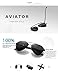 LUENX Men Women Aviator Sunglasses Polarized Non-Mirror Black Lens Black Metal Frame with Accessories UV 400 Protection 60MM