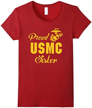Women's Proud USMC Marine Corps Sister T Shirt Medium Cranberry