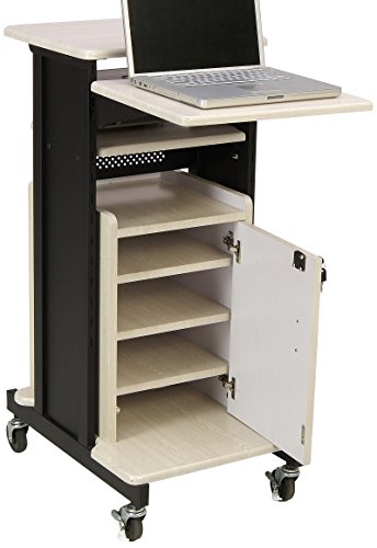 Oklahoma Sound PRC-250 Deluxe Presentation Cart, 30" Length x 18" Width x 40.5" Height, Ivory Woodgrain