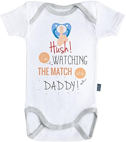 Hush! I'm watching the match with daddy bodysuit / onesie short sleeves - 100% cotton - Baby Geek (18-24M)
