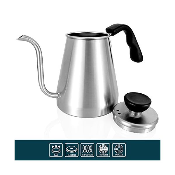 Pour Over Coffee and Tea Drip Kettle 1L Ovalware RJ3 Stainless Steel