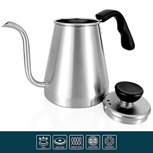 Pour Over Coffee and Tea Drip Kettle 1L Ovalware RJ3 Stainless Steel Precision Gooseneck Spout