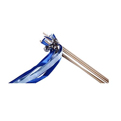 Wishprom 30 Ribbon Wands Silver Bells Wedding Party Activities Divinity Braid Send Off Bells (Royal Blue, Silver)