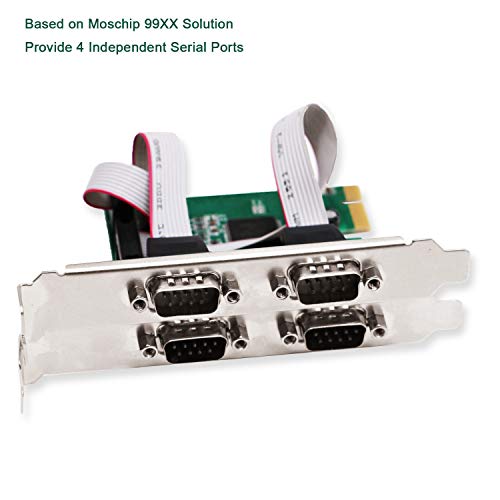 LinksTek 4 Port PCI Express Serial/RS-232/DB9/COM Card Adapter with 16C550 UART for Windows CE,XP,Vista,7,8.0,8.1,10(32/64bit) and Linux Systems-PCIE Serial Port Card (PCIE-SE4)