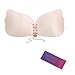 IH-TECH Adhesive Bra, Push Up Strapless Bra with Drawstring Reusable Invisible Silicone Backless Bras for Women (Nude, Cup D)