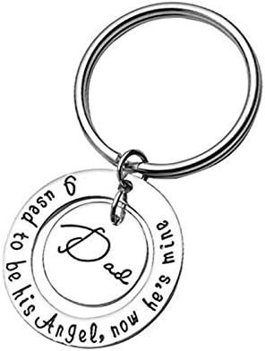 Blaunia I Used To Be Her Angel Now She's Mine Mom Dad Crystal Memorial Necklace Keychain (Dad K)