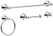 Derengge F-080-CP 4-Piece Bathroom Hardware Accessory Set with 18 Inch Towel Bar -Towel Ring- Paper Holder-Robe Hook Chrome