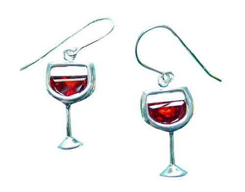 Sterling Silver Cubic Zirconia Glass Of Red Wine Earrings Buy