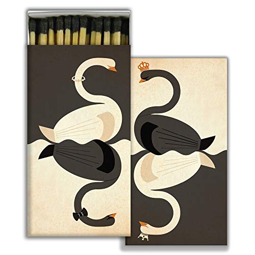 HomArt Large Decorative Swans Candle and Fireplace Wood Matches