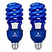 2 Pack BlueX CFL Blue Light Bulb 24W - 100-Watt Equivalent - E26 Spiral Replacement Bulbs - Blue Bulbs Decorative Illumination - for Indoor or Outdoor - DJ, Colored Bulbs CFL, Party, Halloween Bulbs