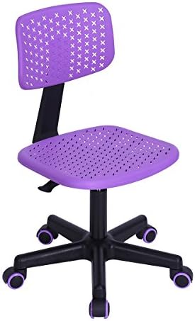 Colorful Height Adjustable Office Chair ,ELERANBE Molded Mid Back Support Armless Modern Plastic Swivel Task Desk Chair, Purple