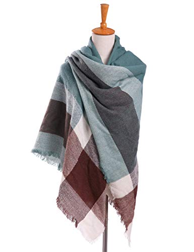 Bess Bridal Women's Plaid Blanket Winter Scarf Warm Cozy Tartan Wrap Oversized Shawl Cape