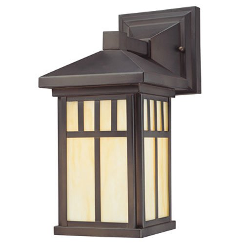 Westinghouse 6732800  Burnham One-Light Exterior Wall Lantern  on Steel with Honey Art Glass,  Oil Rubbed Bronze Finish