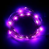 BINZET 50 LEDs 3AA Battery Operated Copper Wire String Light, 2 Meters (No Remote) , Purple