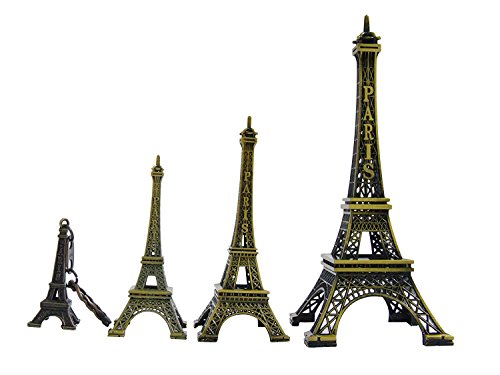Ceeyali 3D Metal Paris Eiffel Tower Craft Art Statue Model for Table Decor,Cake Topper,Gifts,Party,Jewelry Stand Holder,Home Decoration,Bronze(15cm+10cm+8cm+5cm)