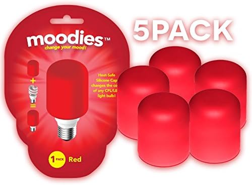 Moodies 5 Pack of Red Heat-safe Silicone Light Bulb Covers for Decorating