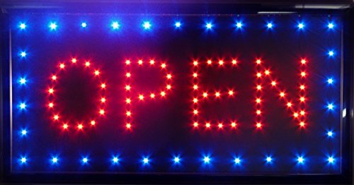 CHV LED Open Sign - Flashing Rectangle Open Sign 10" X 19"
