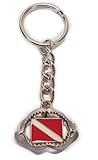 Innovative Great White Shark Jaw Keychain with Scuba Diving Diver Down Flag