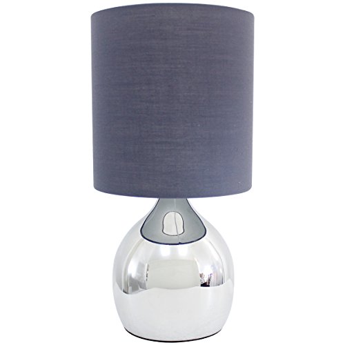 WERFACTORY Mini Touch Control Table Nightstand Bedside Lamps White Fabric Shades 4 Stage W15H30CM Modern Chrome Small Table Desk Reading Light (WHITE 1PACK) (GREY-2PACK)