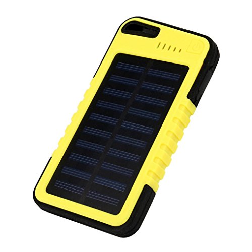Mchoice 20000 mah Dual-USB Waterproof Solar Power Bank Battery Charger for Cell Phone (Yellow)