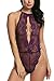Avidlove Women Sexy Lingerie Teddy One Piece Lace Babydoll Mini Bodysuit Sleepwear Purple X-Large