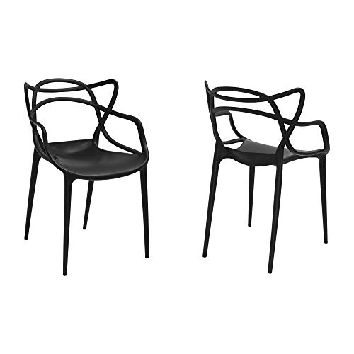 Mod Made Mid Century Modern Molded Plastic Loop Chair (Set of 2), Black