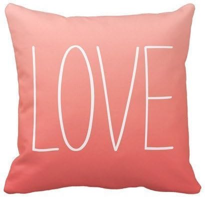 CBOutletArt Coral Pink -Love Cover Pillowcase Cute cover cotton for Sofa bed 18x18 Inch