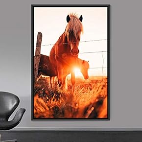 signwin Framed Canvas Wall Art Two Horses Animals...